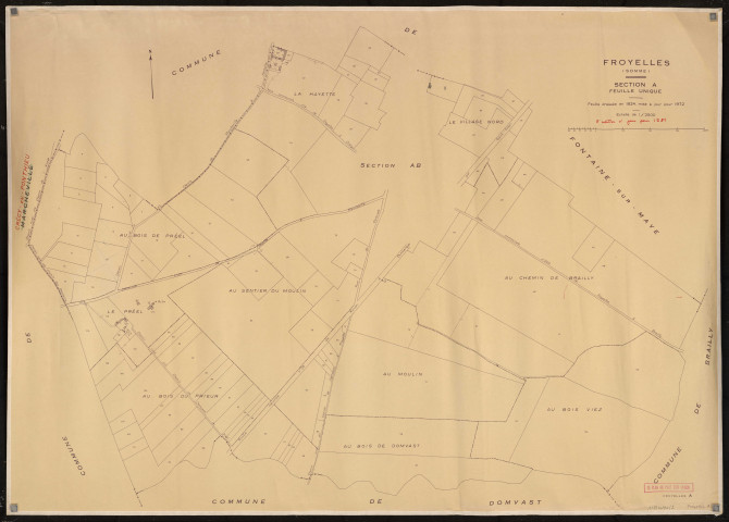 Plan du cadastre rénové - Froyelles : section A