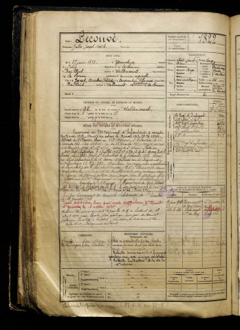 Lecouvé, Jules Joseph Odile, né le 27 juin 1898 à Yvrencheux (Somme), classe 1918, matricule n° 1322, Bureau de recrutement d'Abbeville