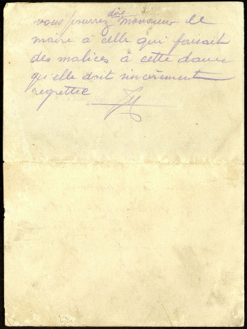 Lettre de Jean Méar, camarade de tranchée de Jean-Marie Pailler, adressée au maire de Carantec (Finistère)