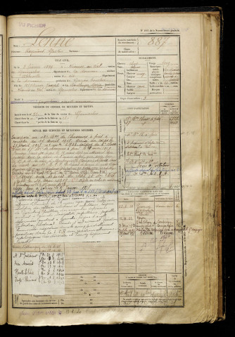 Lenne, Raymond Gaston, né le 03 février 1899 à Vismes (Somme), classe 1919, matricule n° 887, Bureau de recrutement d'Abbeville