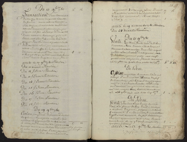 Centième denier du bureau d'Andainville pour la période du 5 novembre 1782 au 22 mars 1784