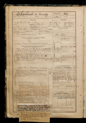 Archambault De Vencay, Paul Ernest, né le 27 novembre 1871 à Thann (Haut-Rhin), classe 1891, matricule n° 944, Bureau de recrutement d'Amiens