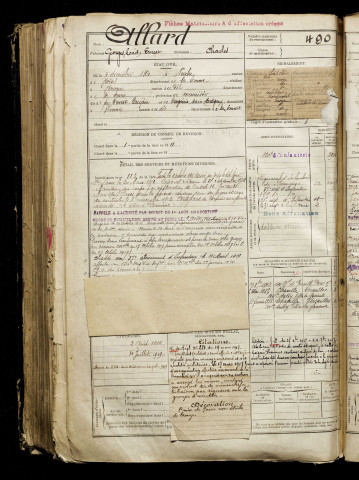 Allard, Georges Louis Ernest, né le 05 décembre 1890 à Nurlu (Somme), classe 1910, matricule n° 490, Bureau de recrutement de Péronne