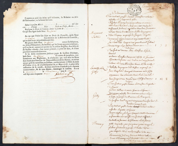 Contrôle des actes du bureau de Corbie pour la période du 10 mars 1752 au 1er avril 1753