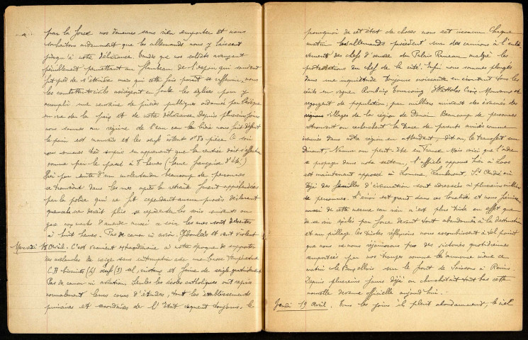 Chronique de la Grande Guerre à Lille rapportée par deux jeunes civiles, Irma et Louise Bornay. Cahier n° VII du 17 avril 1917 au 8 août 1917