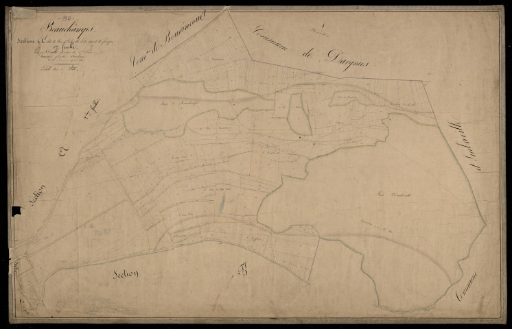 Plan du cadastre napoléonien - Beauchamps : Bois d'Embreville (le ) ; Mont de Fourques(Le), A1