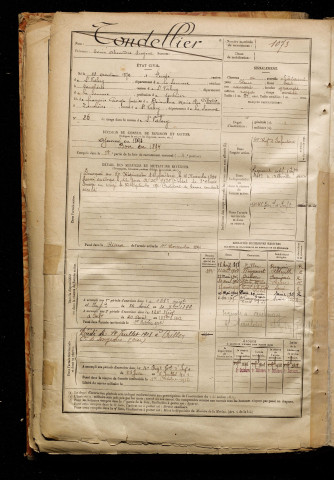 Tondellier, Louis Alexandre Eugène, né le 23 août 1872 à Pendé (Somme), classe 1892, matricule n° 1073, Bureau de recrutement d'Abbeville