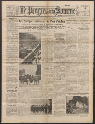 Le Progrès de la Somme, numéro 19792, 5 novembre 1933