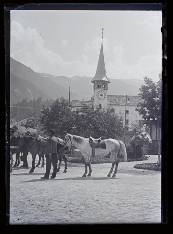 Zermatt l'église - le départ pour le lac Noir - 1903