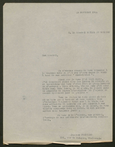 Témoignage de Nayral de Bourgon (Lieutenant colonel - devenu Général) et correspondance avec Jacques Péricard