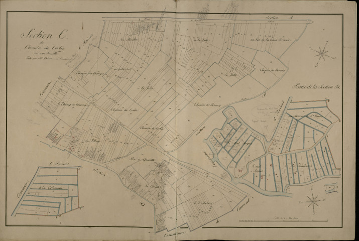 Plan du cadastre napoléonien - Rivery : Chemin de Corbie (Le) ; Aires (Les), C et partie de D