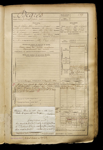 Degrès, Lucien Gontran Godard, né le 11 octobre 1878 à Bussus-Bussuel (Somme), classe 1898, matricule n° 599, Bureau de recrutement d'Abbeville