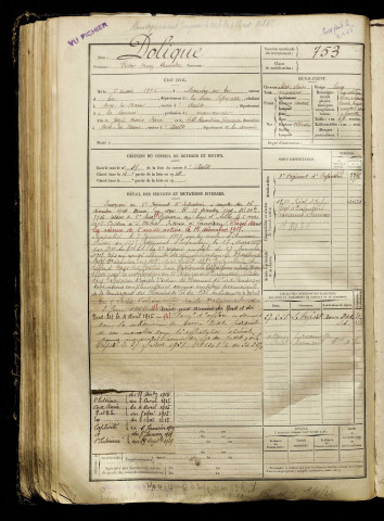 Dolique, Victor Mary Alexandre, né le 05 mars 1895 à Monchy-sur-Eu (Seine-Maritime), classe 1915, matricule n° 753, Bureau de recrutement d'Abbeville