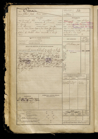 Ossart, Gilbert Joseph Marie, né le 11 avril 1889 à Brévillers (Somme), classe 1909, matricule n° 14, Bureau de recrutement d'Amiens