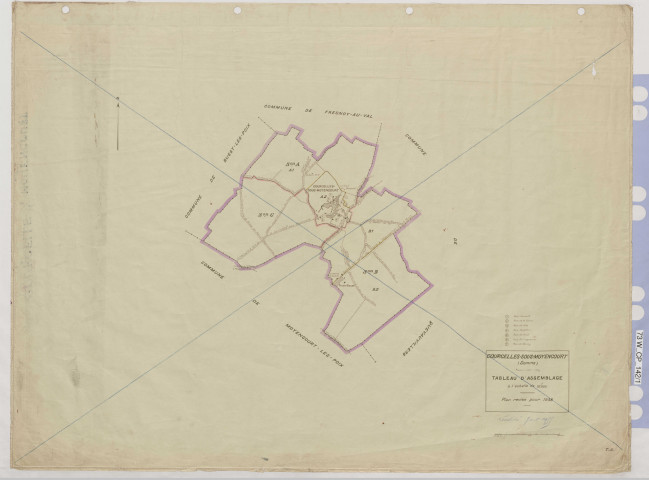 Plan du cadastre rénové - Courcelles-sous-Moyencourt : tableau d'assemblage (TA)