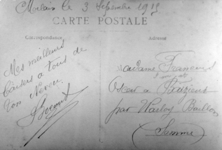 Appendix 2 (Postcards from Baizieux) : cartes photos adressées à Mme François à Baizieux (Somme)
