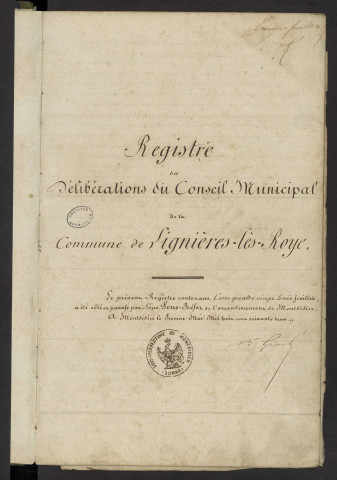 Lignières. Délibérations du conseil municipal