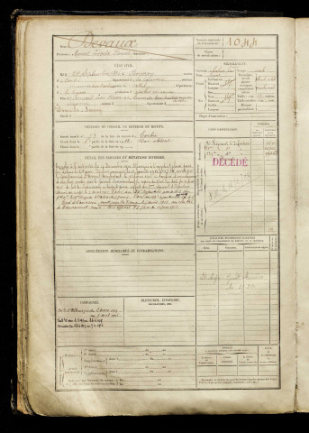 Devaux, Marcel Léopold Florent, né le 21 juillet 1895 à Bonnay (Somme), classe 1915, matricule n° 1044, Bureau de recrutement d'Amiens