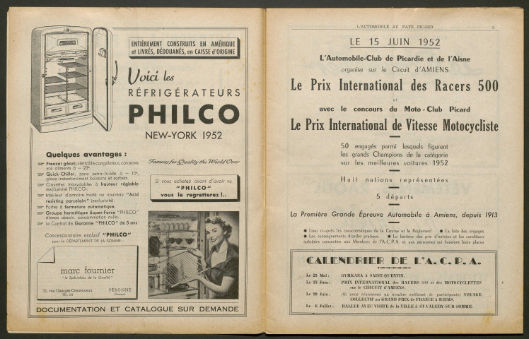 L'Automobile au Pays Picard. Revue de l'Automobile et du Tourisme. Organe officiel de l'Automobile-Club de Picardie et de l'Aisne, 369, mai 1952