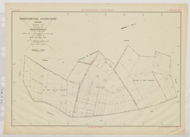 Plan du cadastre rénové - Briquemesnil-Floxicourt : section ZH
