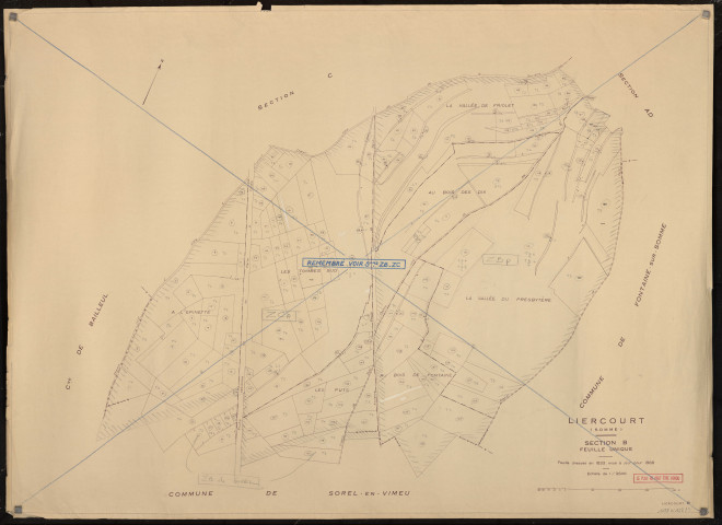 Plan du cadastre rénové - Liercourt : section B