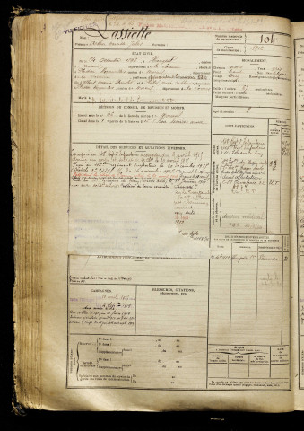 Lassiette, Arthur Narcisse Jules, né le 24 décembre 1896 à Hangest-en-Santerre (Somme), classe 1916, matricule n° 104, Bureau de recrutement de Péronne