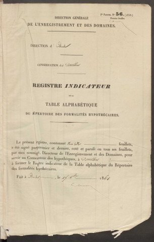 Registre indicateur, de de Chabenat à Gorgeon de Verville, registre n° 2 (Conservation des hypothèques de Doullens)