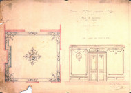 Maison particulière de M. Dubrusle, projet de décoration du salon, plafond et lambris : dessin de l'architecte Victor delefortrie