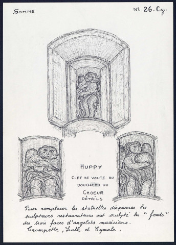 Huppy : clef de voûte des diagonaux du doubleau du choeur Saint-Sulpice - (Reproduction interdite sans autorisation - © Claude Piette)