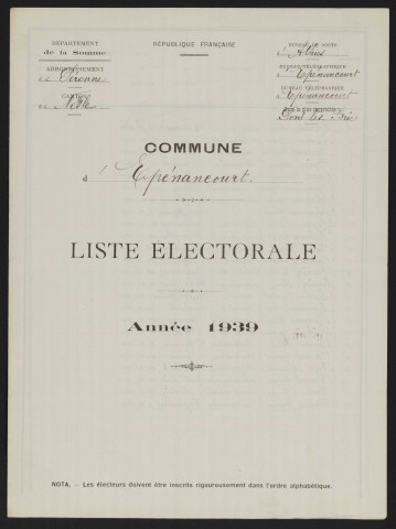 Liste électorale : Epénancourt