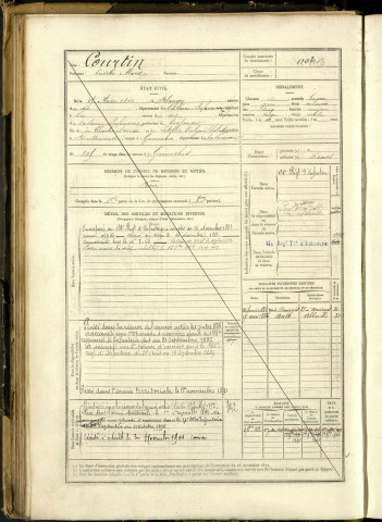 Courtin, Eusèbe Marie, né le 11 août 1860 à Blangy-sur-Bresle (Somme, France), classe 1880, matricule n° 1103, Bureau de recrutement d'Abbeville
