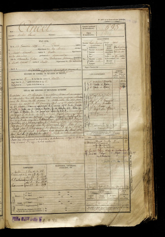 Cincet, André Louis, né le 14 janvier 1899 à Paris (Paris), classe 1919, matricule n° 695, Bureau de recrutement d'Abbeville