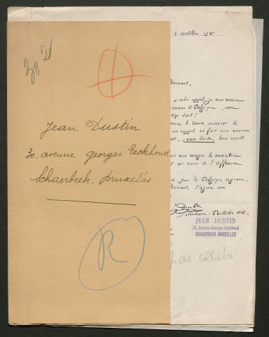 Témoignage de Dustin, Jean et correspondance avec Jacques Péricard