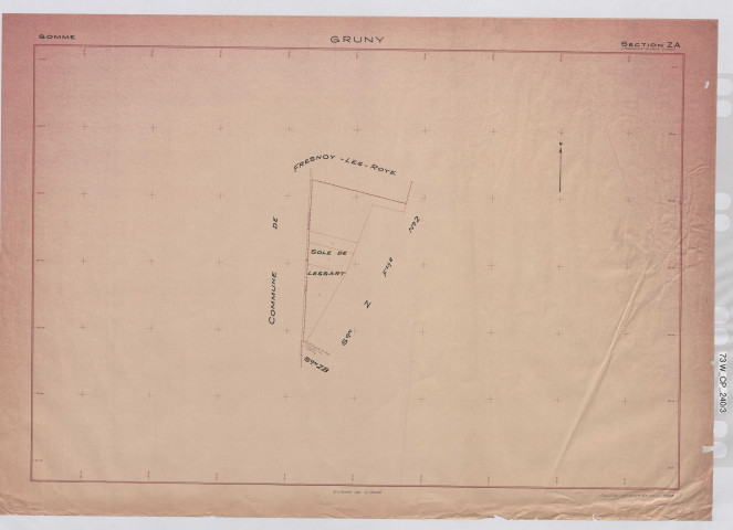 Plan du cadastre rénové - Gruny : section ZA