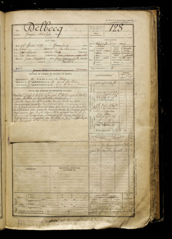 Delbecq, Georges Adolphe, né le 26 février 1899 à Yvrencheux (Somme), classe 1919, matricule n° 123, Bureau de recrutement d'Abbeville