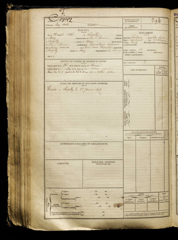 Féret, Léon Odile, né le 28 août 1896 à Chipilly (Somme), classe 1916, matricule n° 294, Bureau de recrutement de Péronne