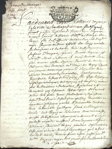 Etude de Me Jean Duval à Amiens (étude n°8). Minutes de l'année 1704