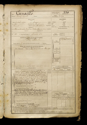 Cornaille, Ernest Léopold, né le 25 avril 1874 à Amiens (Somme), classe 1896, matricule n° 779, Bureau de recrutement d'Amiens