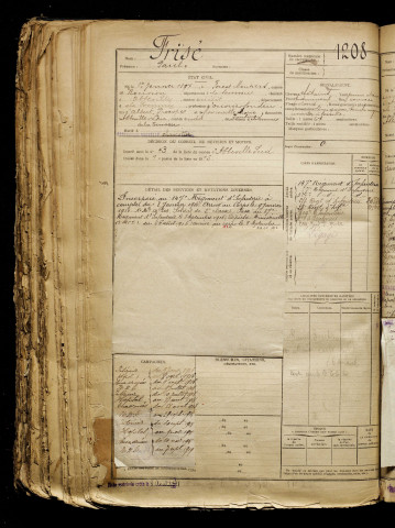 Frisé, Paul, né le 01 janvier 1897 à Forest-Montiers (Somme), classe 1917, matricule n° 1208, Bureau de recrutement d'Abbeville
