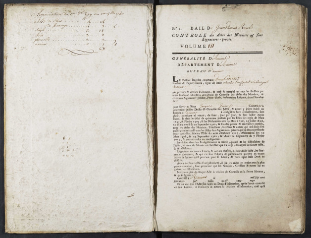 Contrôle des actes du bureau d’Amiens pour la période du 23 février 1781 au 29 août 1781