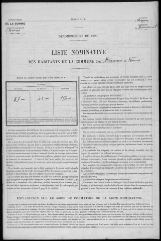 Recensement de la population : Mericourt-en-Vimeu