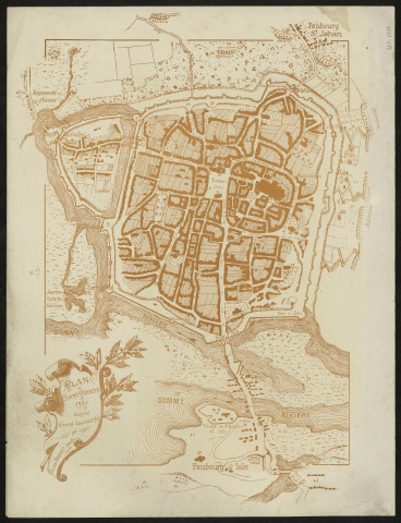 Plan de Saint-Quentin en 1557 d'après divers documents