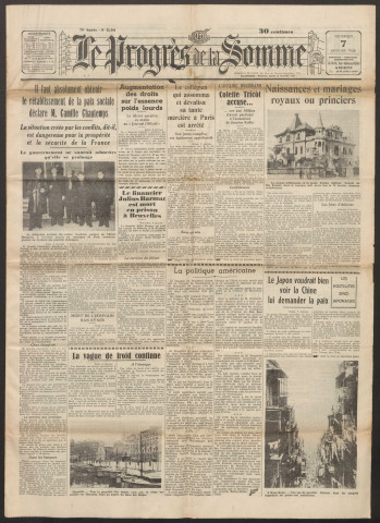 Le Progrès de la Somme, numéro 21301, 7 janvier 1938