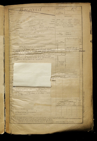 Boisard, Fortuné Achille Félix, né le 15 juin 1885 à Caours (Somme), classe 1905, matricule n° 876, Bureau de recrutement d'Abbeville