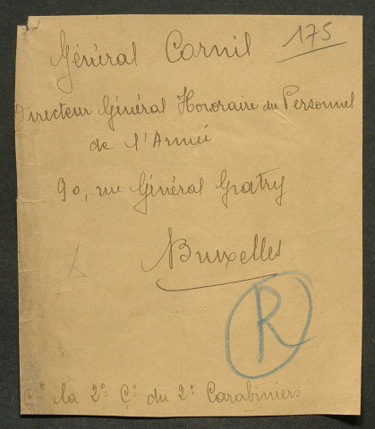 Témoignage de Cornil, Fernand (Général) et correspondance avec Jacques Péricard