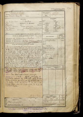 Famechon, André Camille, né le 20 juin 1900 à Doullens (Somme), classe 1920, matricule n° 939, Bureau de recrutement d'Abbeville