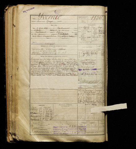 Yverne, Maxime Georges, né le 02 mars 1899 à Toutencourt (Somme), classe 1919, matricule n° 1156, Bureau de recrutement d'Abbeville