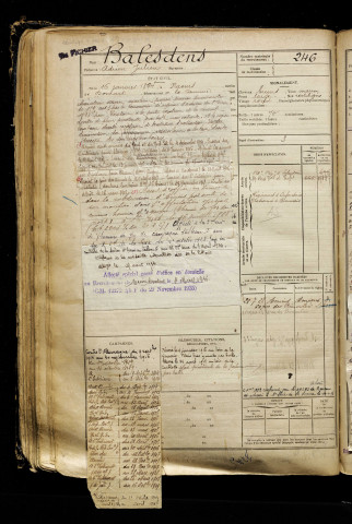 Balesdens, Adrien Julien, né le 16 janvier 1894 à Naours (Somme), classe 1914, matricule n° 246, Bureau de recrutement d'Abbeville