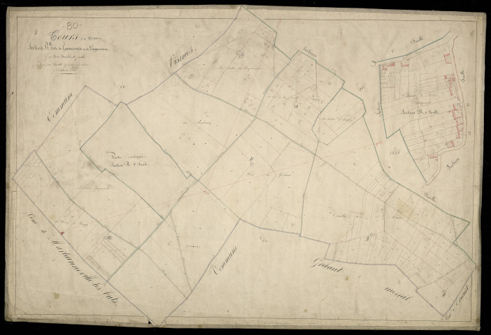 Plan du cadastre napoléonien - Tours-en-Vimeu (Tours) : Hamicourt ; Longuemort, B2 et partie de B1 développée