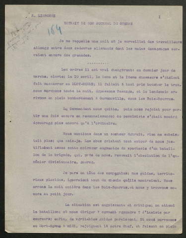 Témoignage de Lisbonne, René (Capitaine) et correspondance avec Jacques Péricard